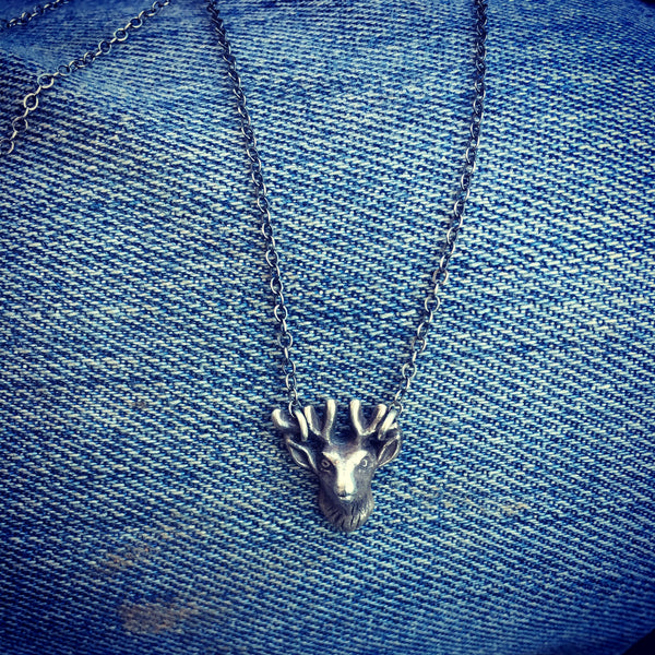 Silver deer necklace